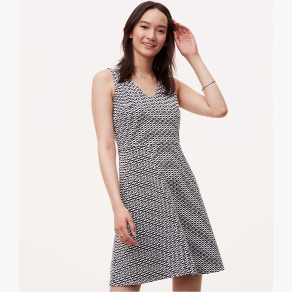 LOFT Jacquard Flare Dress
